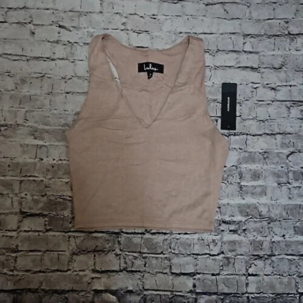 Lulu's beige crop top small summer spring NWT
